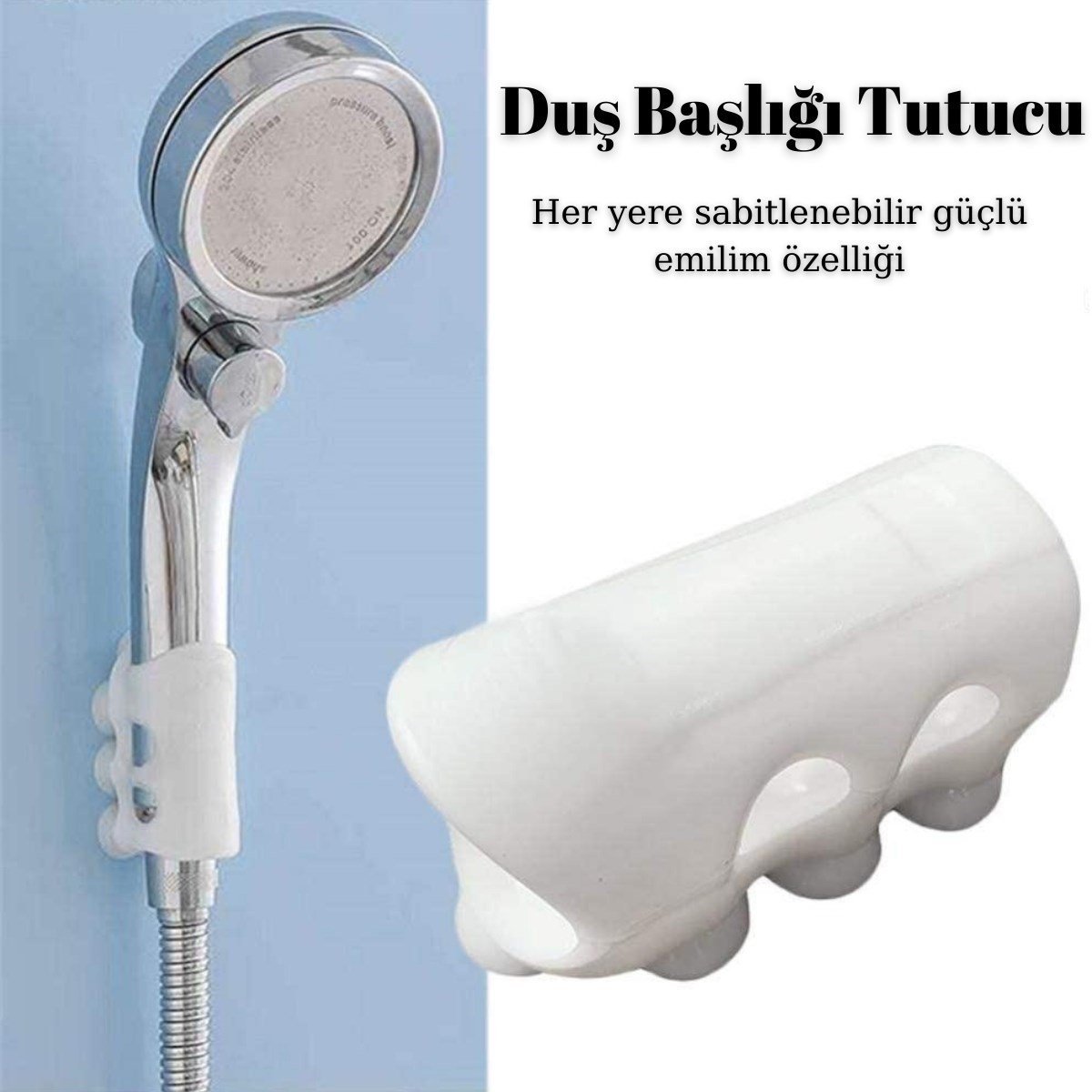 Silikon Vantuzlu Kancalı Banyo Duş Başlığı Aparatı