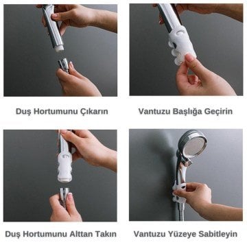 Silikon Vantuzlu Kancalı Banyo Duş Başlığı Aparatı