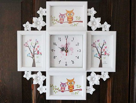 Dekoratif 4'lü Saatli Fotoğraf Çerçevesi