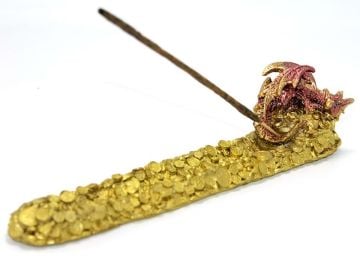Polyester Altın Tasarımlı Kırmızı Dragon Çubuk Kayık Tütsülük