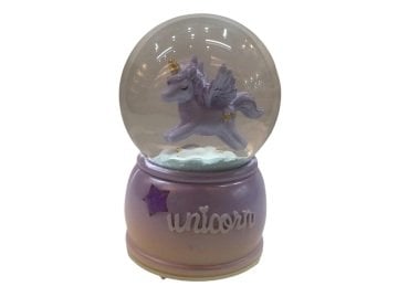 Dekoratif Unicorn Temalı Işıklı Müzikli Cam Kar Küresi