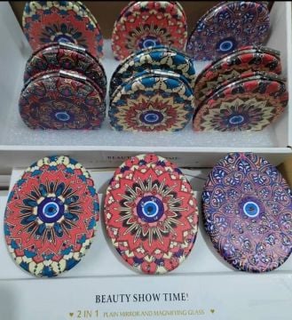 Taşlı Oval Nazar Boncuk Dizayn Makyaj Aynası (12 Adet)