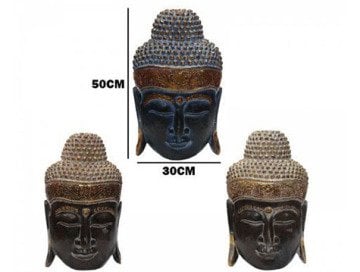 Dekoratif Ahşap Buda Kafası (50 cm)