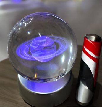 Kristal Cam Küre Renk Değiştiren Satürn Led Işıklı
