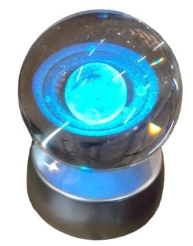 Kristal Cam Küre Renk Değiştiren Satürn Led Işıklı