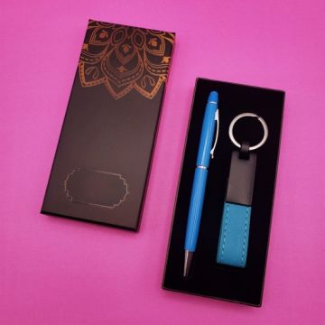 Mavi Anahtarlık Ve Kalem Set