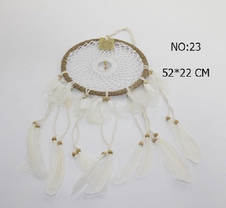 Beyaz Tüylü Boncuklu Dream Catcher Rüya Düş Kapanı