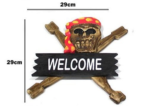 Dekoratif Ahşap Welcome Korsan Kuru Kafa Duvar Süsü (29 cm)