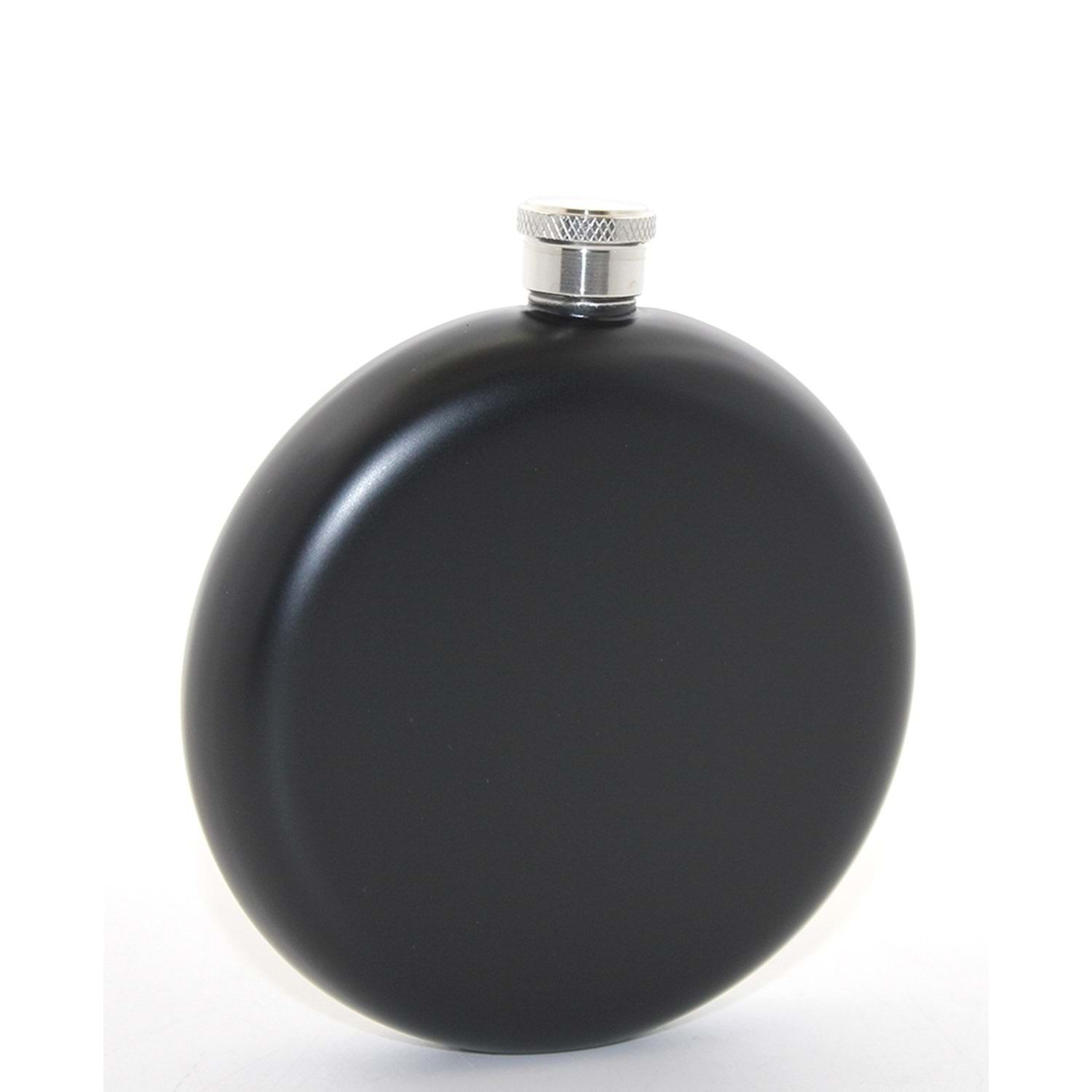 Çelik 8oz Yuvarlak Siyah Cep Kanyak İçki Matarası