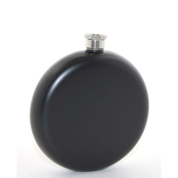 Çelik 8oz Yuvarlak Siyah Cep Kanyak İçki Matarası