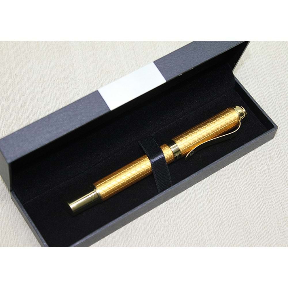Kutulu Tekli Gold İşlemeli Şık Tükenmez Vip Kalem Hediye
