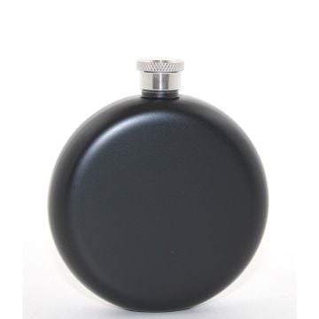 Çelik 5 oz Siyah Yuvarlak Cep Kanyak İçki Matarası