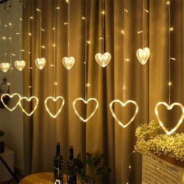 Kalp Şeklinde 8 Fonksiyonlu 12 Saçak Perde Led (2.5mt)
