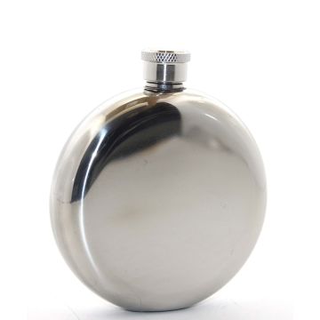 Çelik 5 oz  Gümüş Yuvarlak Cep Kanyak İçki Matarası