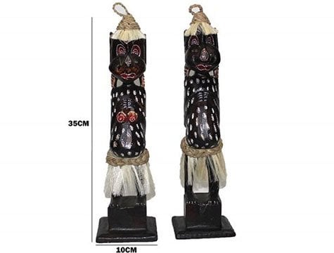 2'li Yerli Primitif Aborjin Ahşap Biblo (35 cm)