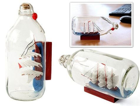 Dekoratif Cam Şişe İçinde Gemi Maketi