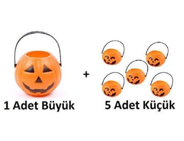 Cadılar Bayramı Halloween Balkabağı Şeker Sepeti (6 Parça)