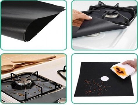 Ocak Koruyucu Yanmaz Yapışmaz Folyo 4'Lü Set (Siyah Gri)