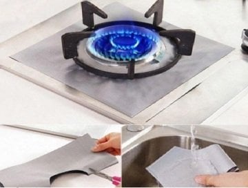 Ocak Koruyucu Yanmaz Yapışmaz Folyo 4'Lü Set (Siyah Gri)