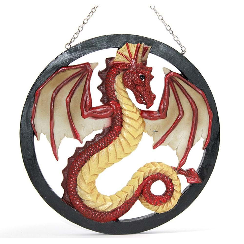 Polyester Duvara Asmalı Krımızı Dragon Pano (21.5 cm)
