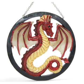 Polyester Duvara Asmalı Krımızı Dragon Pano (21.5 cm)