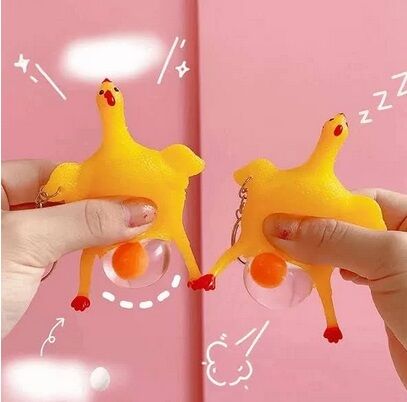 Squishy Yumurtlayan Tavuk Anahtarlık Çanta Süsü (12 Adet)