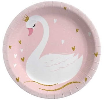 Kuğu Tasarımlı Pembe Tabak (8 Adet)