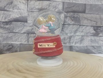 Romantik Aşıklar Ayıcık Cam Kar Küresi ve Müzik Kutusu