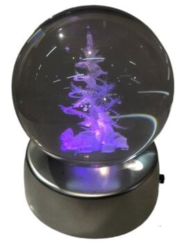 Kristal Cam Küre Renk Değiştiren Led Işıklı Çam Ağacı