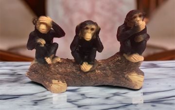 Kütükte Oturan Üç Maymunlar Biblo Görmedim Duymadım Bilmiyorum