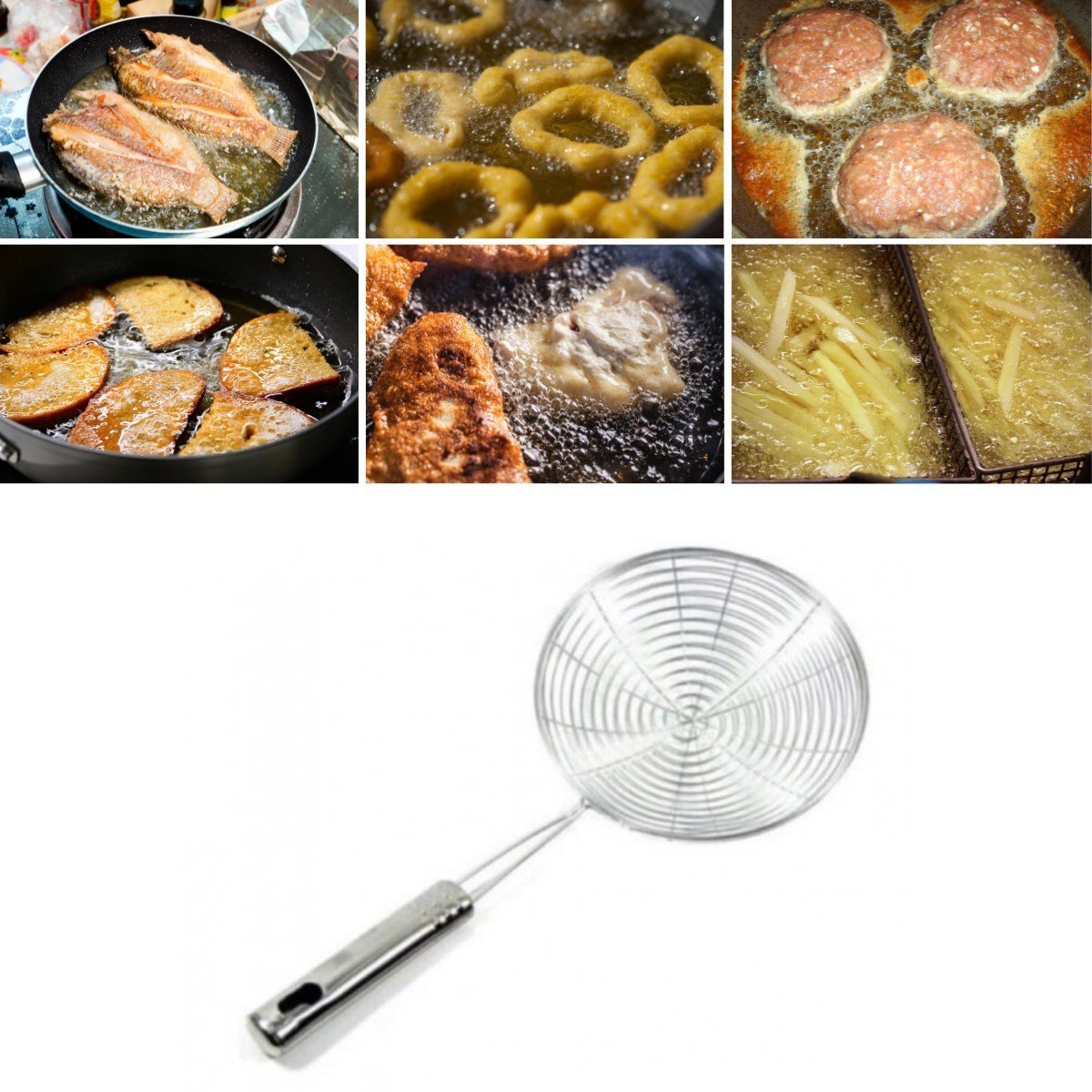 Pratik Kullanışlı Yağ Kevgiri Kızartma Süzgeci (12 cm)