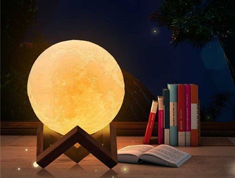 3D Ay Gece Lambası Dokunmatik Renk Değişen Şarjlı Dekoratif Standlı