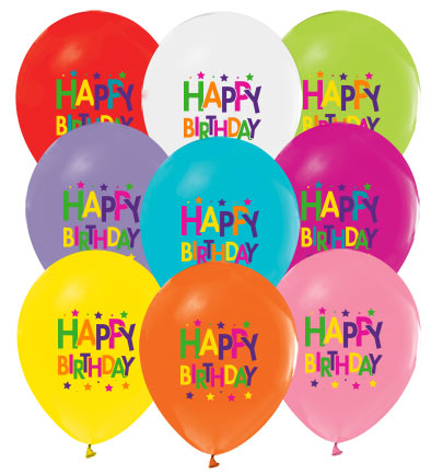 12 İnç Happy Birthday Baskılı Balonlar (100 Adet)