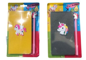 Tek Boynuzlu At Tasarımlı Kalemli Defter
