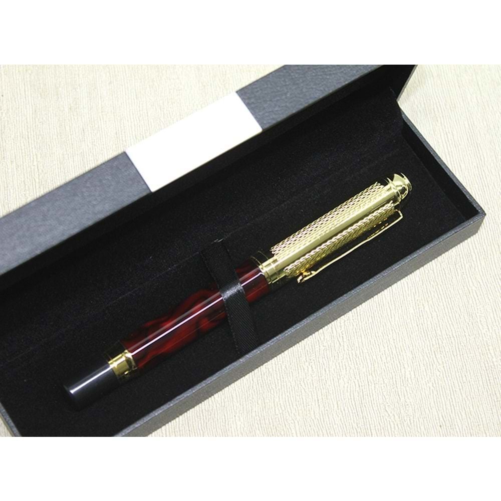 Kutulu Tekli Gold Desenli Şık Tükenmez Vip Kalem Hediye