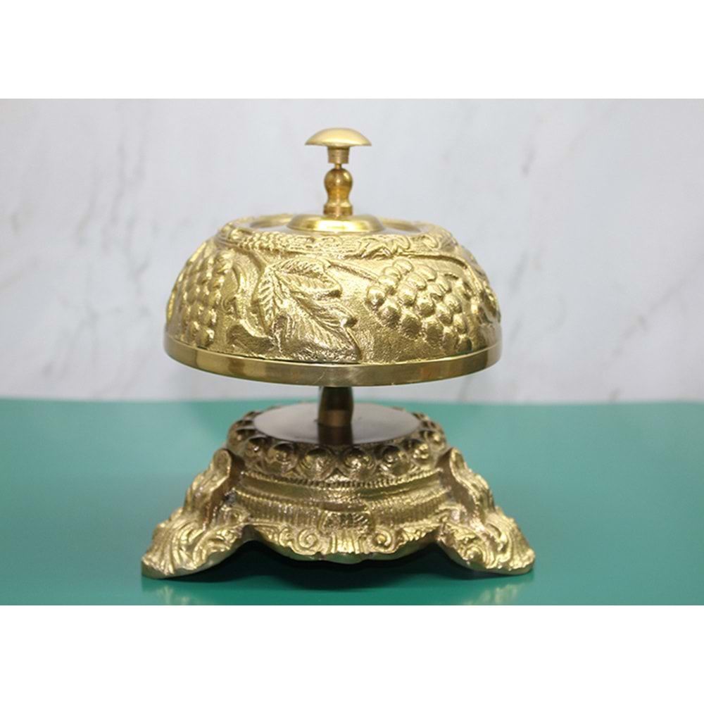 Dekoratif Şık Pirinç Masa Üstü Çan (17 cm x 15 cm)