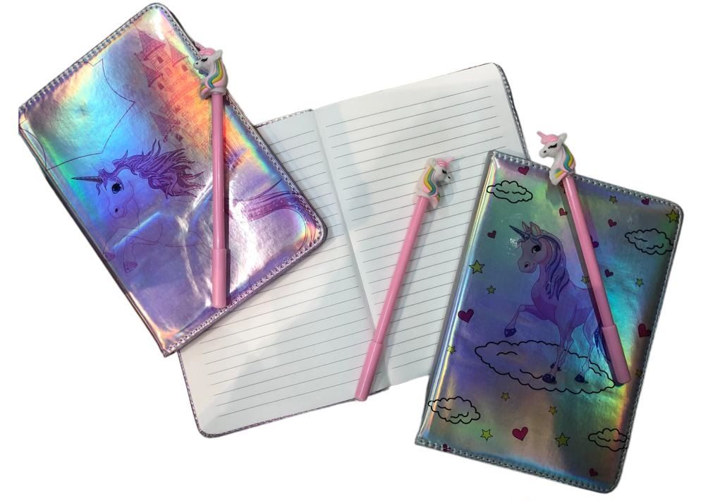 Tek Boynuz At Tasarımlı Çizgili Kalemli Defter