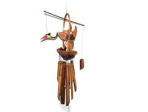 Bambu Leylek Ve Yuva Tasarımlı Rüzgar Çanı