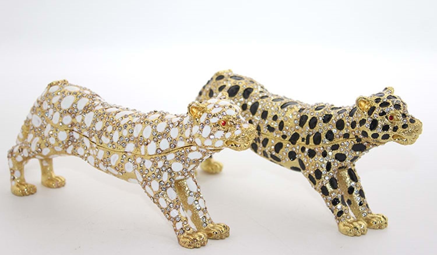 Dekoratif Swarovski Taşlı Leopar Biblosu (25cm x 9cm)