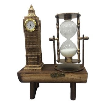 Dekoratif Polyester Big Ben Saat Kulesi  Ve Cam Kum Saati