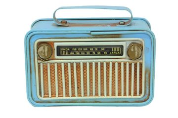Mini Dekoratif Eskitme Metal Nostaljik Mavi Radyo