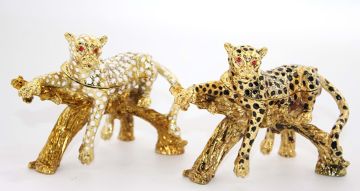 Dekoratif Swarovski Taşlı Leopar Biblosu (12cm x 8cm)