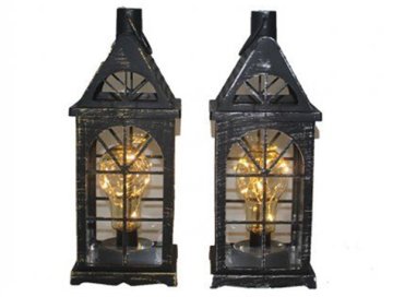 Dekoratif Eskitme Pilli & Led Ampül  Işıklı Fener
