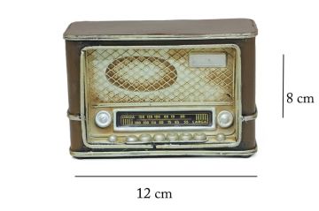 Mini Dekoratif Eskitme Metal Nostaljik Radyo