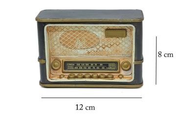 Mini Eskitme Dekoratif Metal Nostaljik Radyo