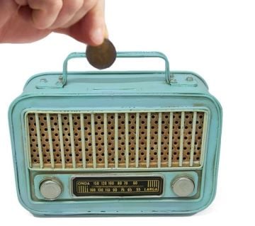 Mini Dekoratif Eskitme Metal Nostaljik Radyo Kumbara