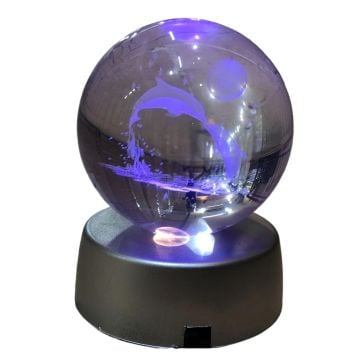 Kristal Cam Küre Renk Değiştiren Led Işıklı Balinalar