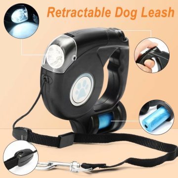 Otomatik Geri Çekilebilir Led El Fenerli  Atık Torbalı Köpek Tasması