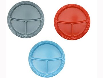 Plastik 3 Bölmeli Yuvarlak Tabak