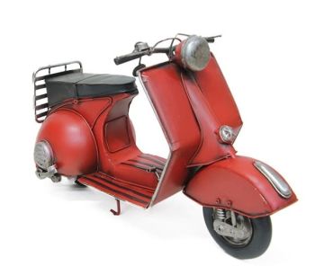 Dekoratif Eskitme Metal Kırmızı Scooter